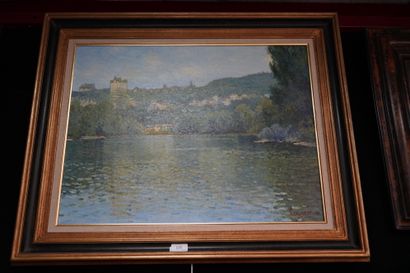 null Luc DIDIER (1954), Dordogne à la Roque-Gageac, huile sur toile signée en bas...