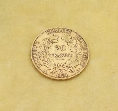 null Pièce de 20 francs or 1851. Poids : 6,3 grammes.
