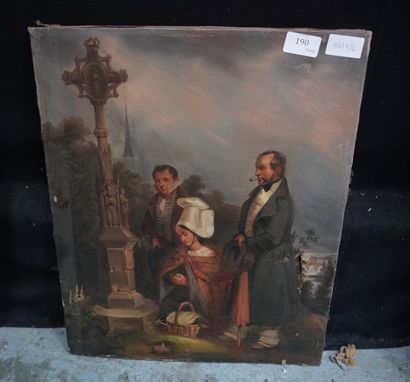 null Ecole hollandaise du XIXe siècle, deux scènes de genre, huiles sur toile. Accidents,...
