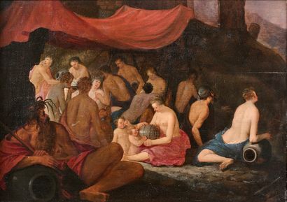 null ATTRIBUTED TO ADRIAEN VAN NIEULANDT (1584-1635) - The Feast of the Gods - Oak...