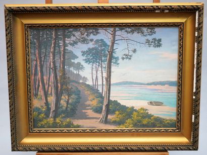 null JEAN-HENRI TAYAN (1855-1931) - Les pins au bord de la plage - Bucheron et son...