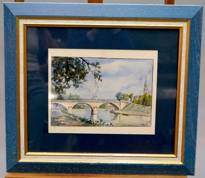 null 路易斯-托福利(1907-1999) - 查宁顿的桥 - 水彩画，右下方有签名。 - 主题：21 x 31 cm。