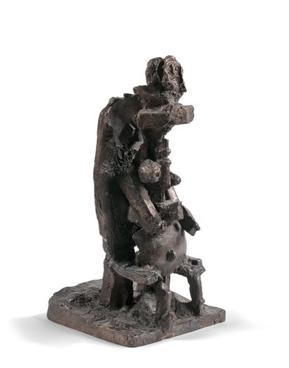 null THEO TOBIASSE (1927-2012)-Pausole国王，2011年--青铜雕塑，有棕色阴影的铜质。在阳台上有签名和编号的1/8。 - 32...