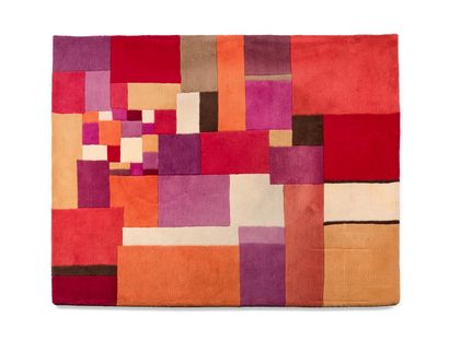 null CARMEN STALLBAUMER (1966) - TAPIS - Laine, à décor de carrés colorés. - Modèle...