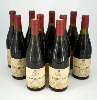 null 十瓶 - CHAMBOLLE-MUSIGNY - Hervé Roumier, 1990. - 级别1至2.6厘米，瓶盖状况良好，标签有污渍。