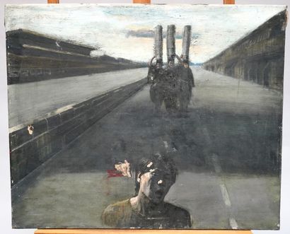 null ANTONI TAULE (1945) - Le Cri - Huile sur toile. - 60 x 72,5 cm. - Manques, trous,...