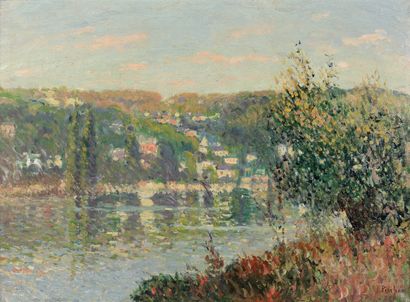 null ROBERT ANTOINE PINCHON (1886-1943)--诺曼底塞纳河风光--布面油画，右下方有签名。 - 54,5 x 73,5厘米。-...