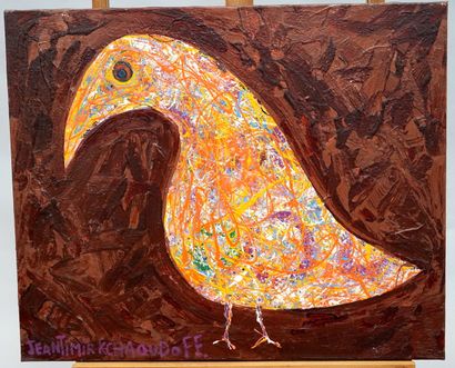 null JEANTIMIR KCHAOUDOFF (1941-2017) - 鸟，2001年7月 - 布面丙烯，左下角有签名，专用，位于和日期："Amicalement...