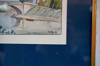 null 路易斯-托福利(1907-1999) - 查宁顿的桥 - 水彩画，右下方有签名。 - 主题：21 x 31 cm。