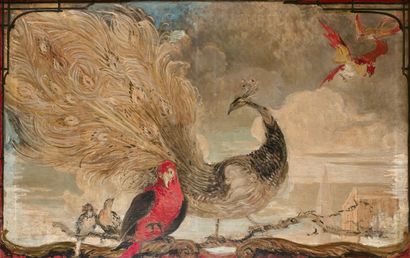 null JACQUES ÉMILE BLANCHE (1869-1942) - 孔雀，鹦鹉和鸟类 - 布面油画，右下角有签名。 - 99.5 x 156.5厘...