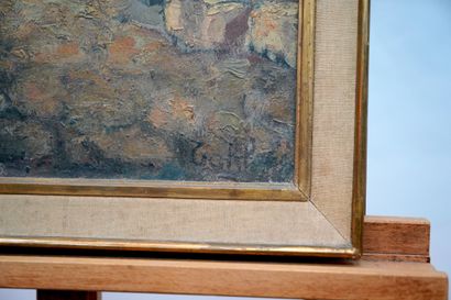 null LOUIS TOFFOLI (1907-1999) - 西班牙的村庄 - 布面油画，右下角有签名，背面有题词 "1950年左右五月在西班牙创作 "并有副署。...