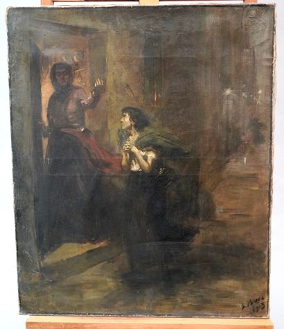 null GEORGES PAVEC (1883-1960) - Mendiante, 1913 - Huile sur toile, signée et datée...