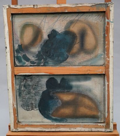 null ANDRÉ QUEFFURUS (1939-2017) - Composition - Oil on newspaper mounted on canvas,...