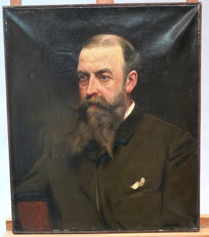 null FERNAND DE LAUNAY (1855-1904) - 一个男人的肖像，1887 - 布面油画，左上角有签名和日期。- 60 x 50厘米。-...