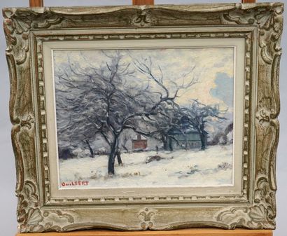 null NARCISSE GUILBERT (1878-1942)--雪景，在鲁昂的周围--板上油画，左下角有签名。 - 33 x 41厘米。- 小污点。