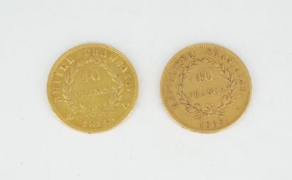 null Deux pièces de 40 francs, Napoléon tête laurée, 1808 et 1812. Poids total :...