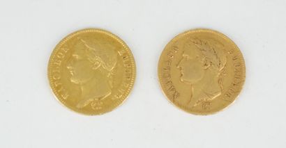 Deux pièces de 40 francs, Napoléon tête laurée,...