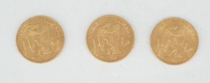 null Réunion de trois pièces de 20 francs or, 1893 (x3). Poids total : 19,33 gra...