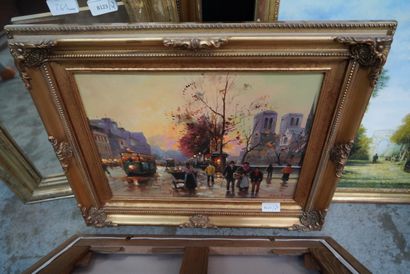 null Alain GIRAUD, les quais et Notre Dame, huile sur toile signée en bas à droite...
