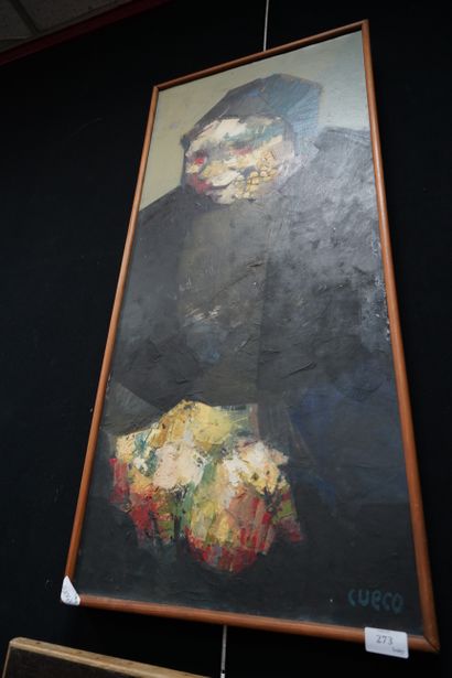 null Henri CUECO (1929-2017), portrait, huile sur toile signée en bas à droite. Environ...
