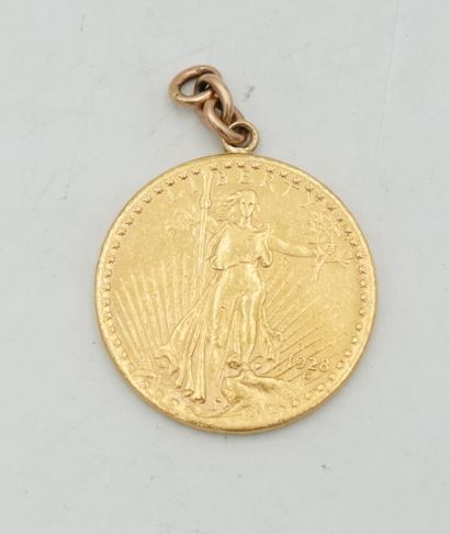 null Pièce de 20 Dollars en or, 1928, montée en pendentif. Poids : 34,8 grammes.