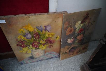 null * LEA (Xxe siècle), bouqet de fleurs, huile sur toile signée en bas à gauche,...