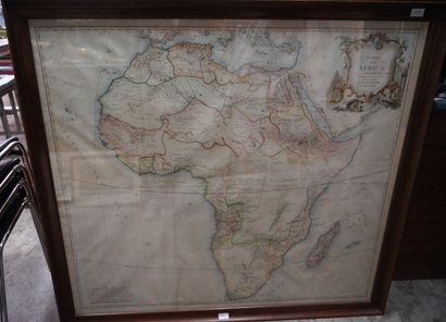 null D'après ROBERT DE VAUGONDY, Karte von Afrika, impression avec rehauts d'aquarelle...