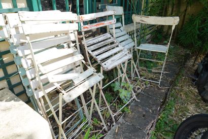 Ensemble de chaises de jardin en métal laqué...