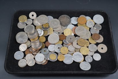 null Lot de pièces de monnaie divers, dont pièces en argent 5 francs 1867 Napoléon...