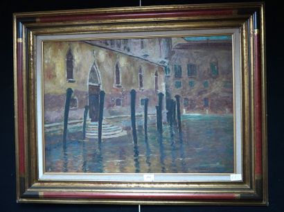 null HENRY D'ESTIENNE (1872-1949) - Vue d’un palais à Venise *-* Huile sur carton,...