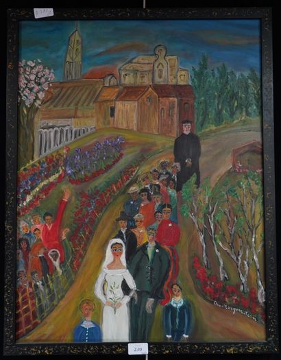 null Chana MORGENSZTERN (1913-c.1991), le mariage, huile sur toile, signée en bas...