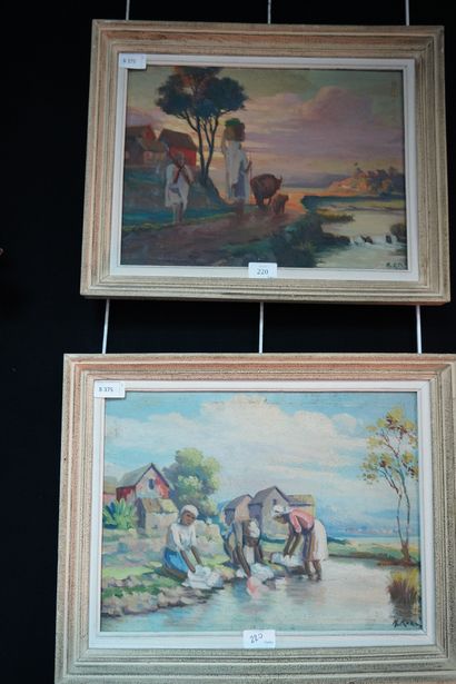 null M. ROZA, Deux vues orientalistes, huiles sur toiles, signées.30 x 40,5 cm.
