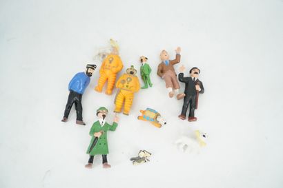 null Réunion de 10 figurines éditions Bully, Lu Belvision : Tintin, Haddock, Tournesol,...