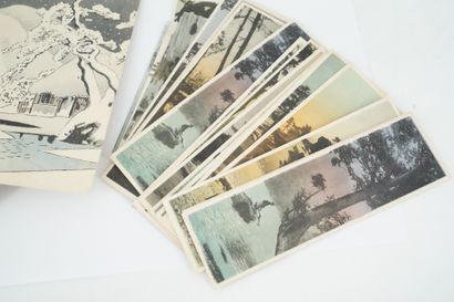 null *Lot de marque-pages et cartes postales à décor japonais