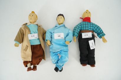 null Trois poupées Tintin, les têtes en porcelaine: Lotus bleu, Amérique, Report...