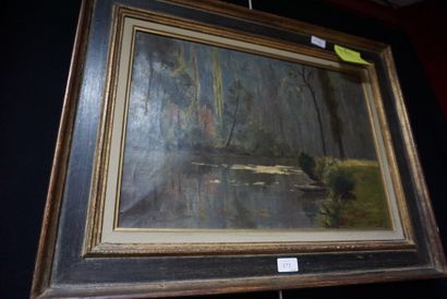 null Mary RENARD (1849-1925), Bord de rivière, huile sur toile, signée et datée en...