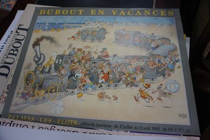 null Lot d’affiches d’après Dubout : Dubout, rétrospective au musée Fabre, 1977 ;...