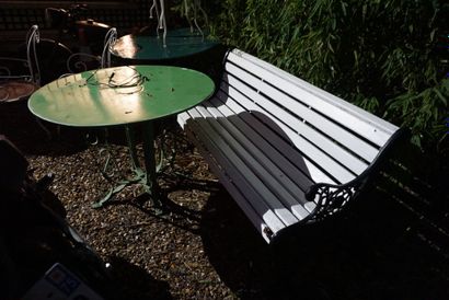 null Banc en fer forgé, plastique et PVC, table de jardin en métal peint en vert...