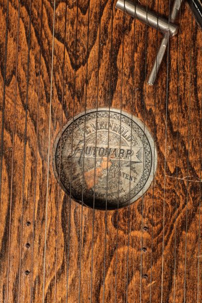 null 
T. MEINHOLD'S. Cithare en bois naturel et bois noirci. H. 50,5 cm. L. 29 cm....