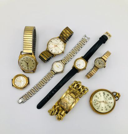 null Réunion de montres bracelets dont : REGLIA, GUESS, LIP, ALTUS, YEMA.