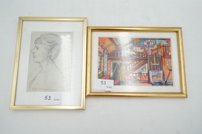null Janine MARCA (1921-2013), l'atelier, aquarelle signée en bas à droite. Maurice...