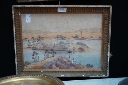 null Loys Joseph PRATE (1879-1934), Paysage égyptien, aquarelle sur papier signée...