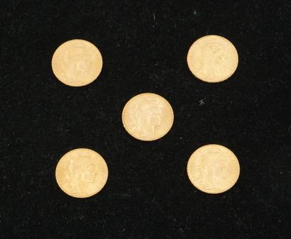 null 5 pièces de 20 francs or (1909). Poids total : 32,25g