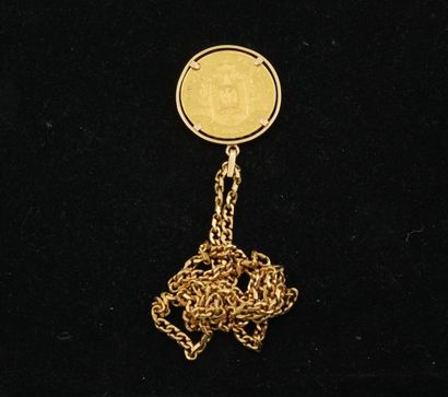 null Pièce de 100 francs or datant de 1868 Napoléon III couronné monté en pendentif...