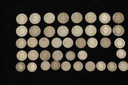 null Ensemble de pièces Suisses et une pièce de 5 francs 1867 en argent. Poids total...