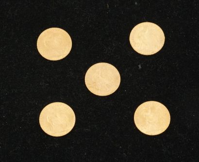 null 5 pièces de 20 francs or (1909). Poids total : 32,25g
