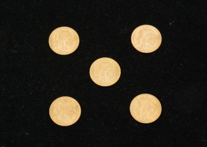 null 5 pièces de 20 francs or (1914). Poids total : 32,27g
