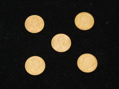 null 5 pièces de 20 francs or (1911). Poids total : 32,27g