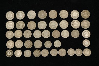 null Ensemble de pièces Suisses et une pièce de 5 francs 1867 en argent. Poids total...