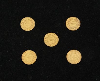 null 5 pièces de 20 francs or (1854). Poids total : 32,07g